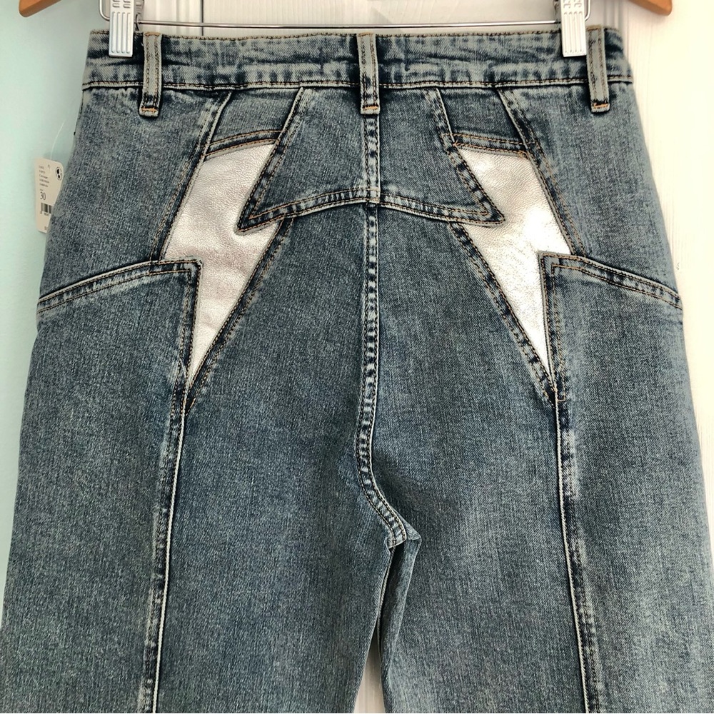 NEW Thunderbird Flare Jeans in silver “White Lightening” by Free People